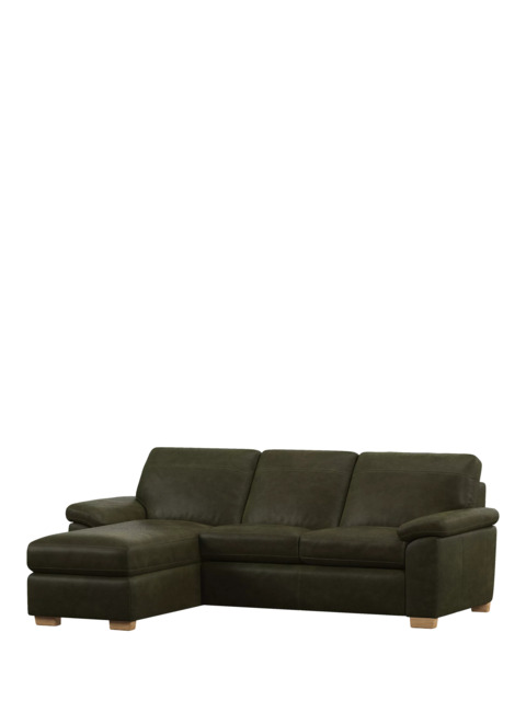 John Lewis Camden LHF Chaise Leather Sofa Bed, Light Leg - image 1