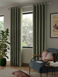 John Lewis Textured Weave Pair Blackout Lined Eyelet Curtains - thumbnail 4