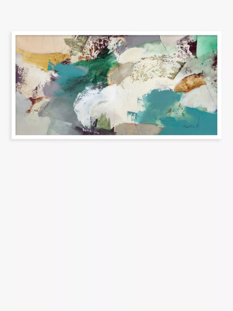 John Lewis Natasha Barnes 'Evergreen' Abstract Framed Print, 63.5 x 123.5cm, Green/Multi - image 1