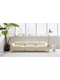 Cozmo Cozy 5 Seater Sofa, Ecru Boucle Natural Piping - thumbnail 2