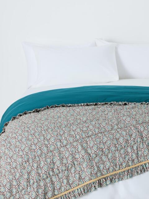John Lewis x Sanderson Frisk Quilted Frilled Bedspread, Blue - image 1