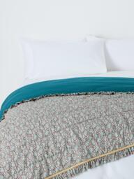 John Lewis x Sanderson Frisk Quilted Frilled Bedspread, Blue - thumbnail 1