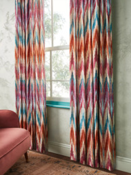 Matthew Williamson Zig Zag Pair Lined Pencil Pleat Curtains, Berry - thumbnail 3