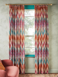 Matthew Williamson Zig Zag Pair Lined Pencil Pleat Curtains, Berry - thumbnail 2