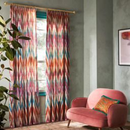 Matthew Williamson Zig Zag Pair Lined Pencil Pleat Curtains, Berry - thumbnail 5