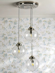 Laura Ashley Whitham 3 Light Cluster Pendant Ceiling Light, Polished Nickel - thumbnail 3