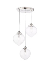 Laura Ashley Whitham 3 Light Cluster Pendant Ceiling Light, Polished Nickel - thumbnail 1