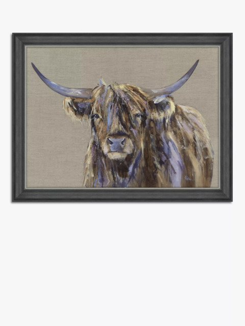 John Lewis Louise Luton 'Archie' Highland Cow Framed Print, 86 x 112cm, Brown/Multi - image 1