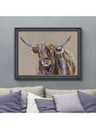 John Lewis Louise Luton 'Archie' Highland Cow Framed Print, 86 x 112cm, Brown/Multi - thumbnail 2