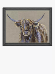 John Lewis Louise Luton 'Archie' Highland Cow Framed Print, 86 x 112cm, Brown/Multi - thumbnail 1