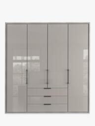 John Lewis Osaka 2m Bi-Fold Wardrobe with 4 Glass Doors & 3 Glass Drawers - thumbnail 4