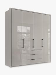 John Lewis Osaka 2m Bi-Fold Wardrobe with 4 Glass Doors & 3 Glass Drawers