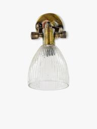 nkuku Rani Single Etched Glass Shade Wall Light, Antique Brass