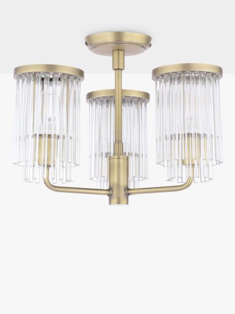 Laura Ashley Hilcote Glass Rods Semi Flush Ceiling Light, Matt Antique Brass - image 1