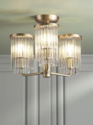 Laura Ashley Hilcote Glass Rods Semi Flush Ceiling Light, Matt Antique Brass - thumbnail 2