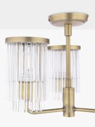 Laura Ashley Hilcote Glass Rods Semi Flush Ceiling Light, Matt Antique Brass - thumbnail 5