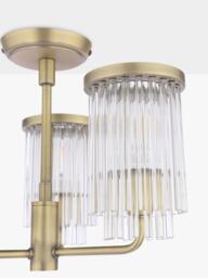 Laura Ashley Hilcote Glass Rods Semi Flush Ceiling Light, Matt Antique Brass - thumbnail 6