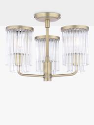 Laura Ashley Hilcote Glass Rods Semi Flush Ceiling Light, Matt Antique Brass - thumbnail 4