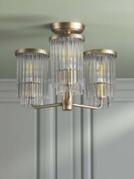 Laura Ashley Hilcote Glass Rods Semi Flush Ceiling Light, Matt Antique Brass - thumbnail 3