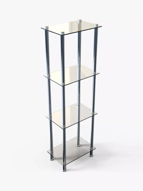 John Lewis 4 Tier Glass Shelf Slim Bathroom Shelving Unit - image 1