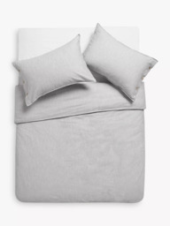 John Lewis Scandi Check Pure Cotton Weave Bedding, Navy - thumbnail 1