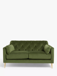 John Lewis + Swoon Mendel Medium 2 Seater Sofa, Gold Leg, Fern Green Velvet - thumbnail 3