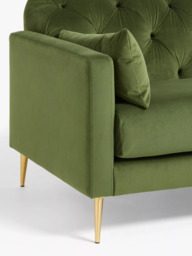 John Lewis + Swoon Mendel Medium 2 Seater Sofa, Gold Leg, Fern Green Velvet - thumbnail 4