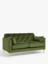 Swoon Mendel Medium 2 Seater Sofa, Gold Leg, Fern Green Velvet - thumbnail 1