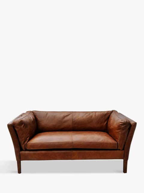 Halo Groucho Small 2 Seater Leather Sofa, Dark Leg - image 1
