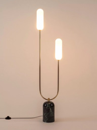 houseof Curve 2 Arm Marble Base Floor Lamp, Green/Gold - thumbnail 6