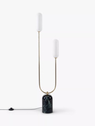 houseof Curve 2 Arm Marble Base Floor Lamp, Green/Gold - thumbnail 4