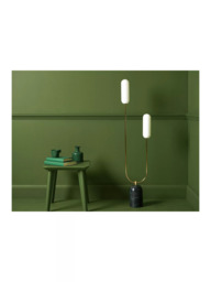 houseof Curve 2 Arm Marble Base Floor Lamp, Green/Gold - thumbnail 5