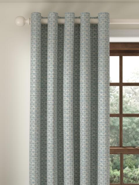 John Lewis Rona Weave Pair Lined Eyelet Curtains - image 1
