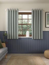 John Lewis Rona Weave Pair Lined Eyelet Curtains - thumbnail 5