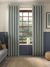 John Lewis Rona Weave Pair Lined Eyelet Curtains - thumbnail 2