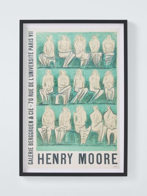 John Lewis Henry Moore Exhibition Poster 'Sculptures et Dessins' Framed Print & Mount, 82.5 x 57cm, Green - image 1