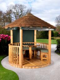 Breeze House Mara Classic Cedar Shingle Roof Circular Gazebo, FSC-Certified (Scandinavian Redwood) - thumbnail 2