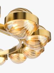 Där Ophira 12 Light Glass Shade Pendant Ceiling Light, Antique Gold/Amber - thumbnail 4