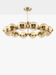 Där Ophira 12 Light Glass Shade Pendant Ceiling Light, Antique Gold/Amber - thumbnail 3