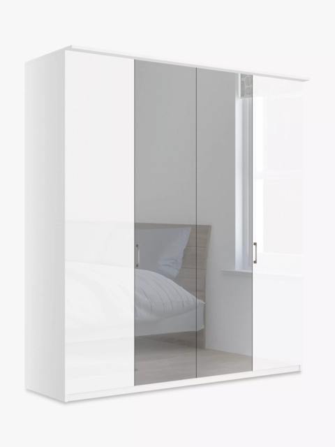 John Lewis Elstra 200cm Wardrobe with Grey Glass and Mirrored Hinged Doors - image 1