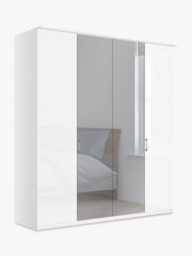 John Lewis Elstra 200cm Wardrobe with Grey Glass and Mirrored Hinged Doors