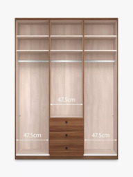 John Lewis Marlow 150cm Hinged Door Wardrobe with Mirror & 3 Drawers - thumbnail 4