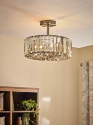 Laura Ashley Fernhurst 3 Bulb Flush Ceiling Light, Champagne Gold - thumbnail 2