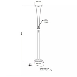 John Lewis Levity LED Uplighter/Reading Floor Lamp - thumbnail 6
