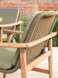 KETTLER Meadow 6-Seater Rectangular Garden Dining Table & Chairs Set, FSC-Certified (Acacia Wood), Natural/Green - thumbnail 3