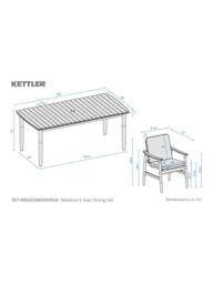 KETTLER Meadow 6-Seater Rectangular Garden Dining Table & Chairs Set, FSC-Certified (Acacia Wood), Natural/Green - thumbnail 5