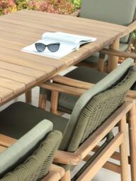 KETTLER Meadow 6-Seater Rectangular Garden Dining Table & Chairs Set, FSC-Certified (Acacia Wood), Natural/Green - thumbnail 4