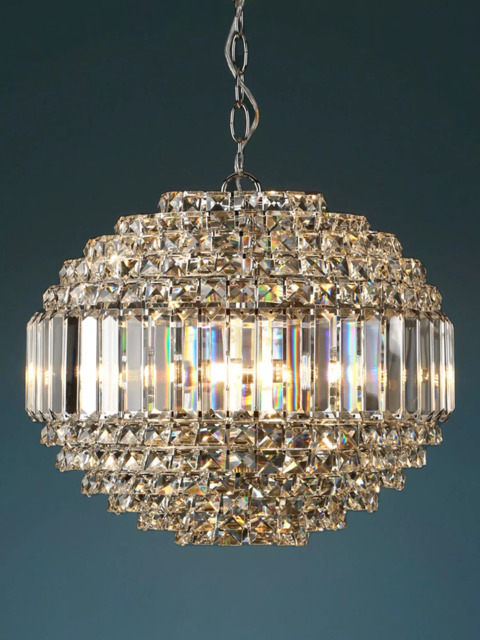 Laura Ashley Vienna Crystal Glass Globe Ceiling Light, Clear/Polished Chrome - image 1