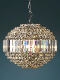 Laura Ashley Vienna Crystal Glass Globe Ceiling Light, Clear/Polished Chrome - thumbnail 1
