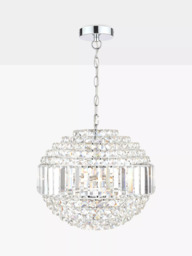Laura Ashley Vienna Crystal Glass Globe Ceiling Light, Clear/Polished Chrome - thumbnail 2